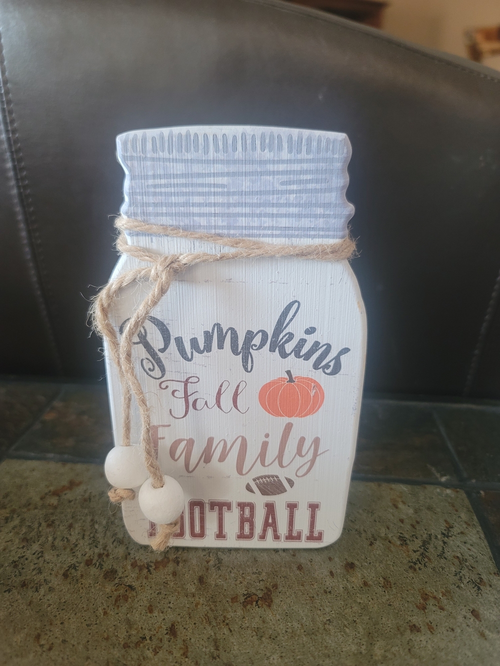 Fall Pumpkins Jar Décor Sign in White and Orange - Rustic Farmhouse Accent